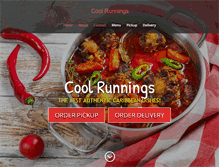 Tablet Screenshot of coolrunningsrestaurant.com